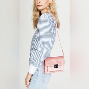 Loeffler randall / Mini minimal velvet leather pink  rider crossbody bag purse